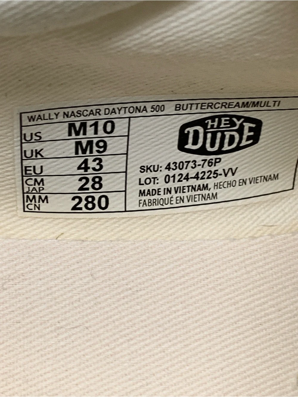 HEYDUDE x NASCAR Wally Daytona Slip-On Men's Shoes Size 10 White Multi Color